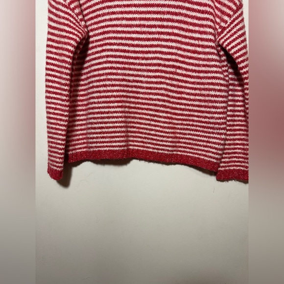 Anthropologie Linnea Mock Neck Stripped Sweater Size Small Red Ivory Pullover - Picture 2 of 6
